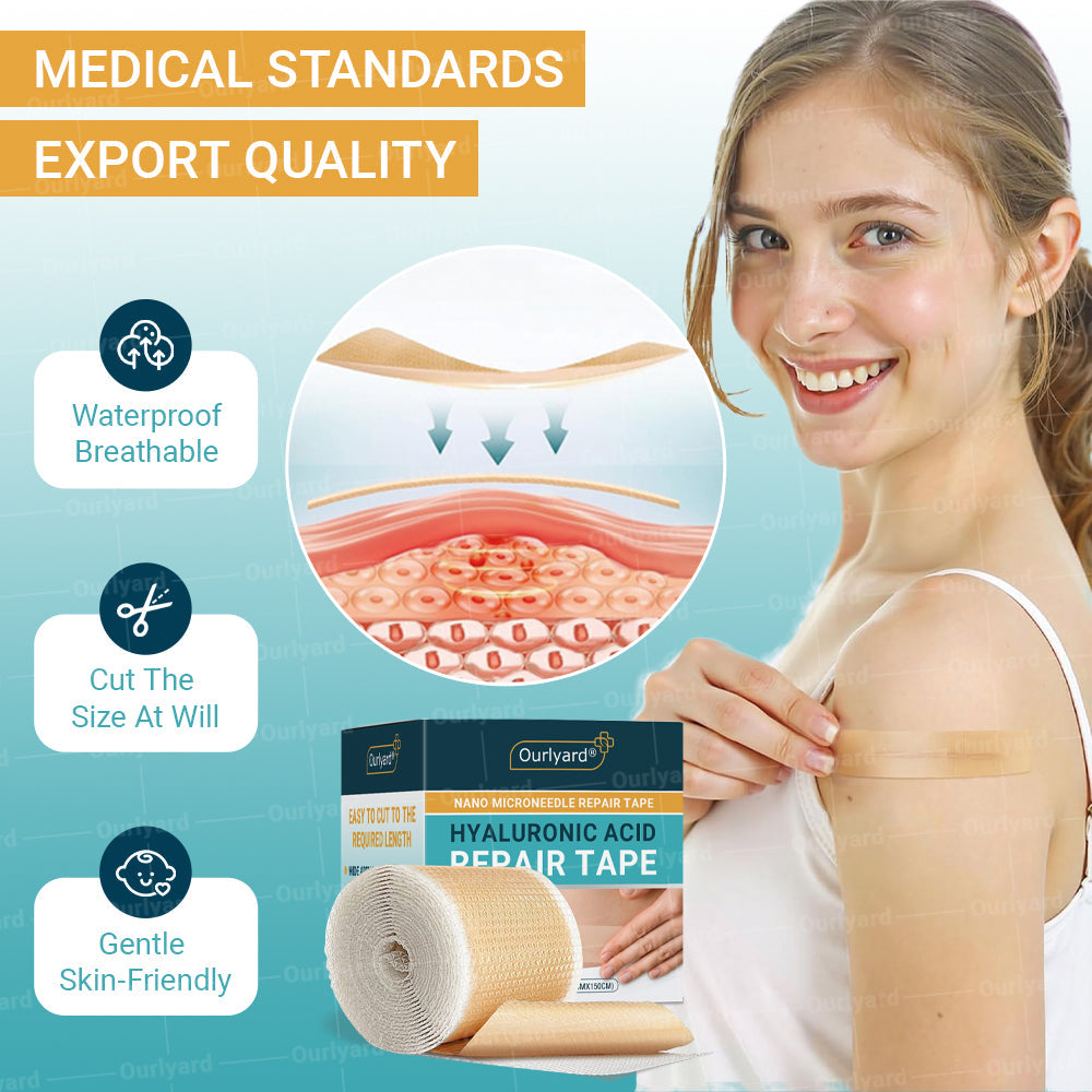 🍀Official Store |Ourlyard® Hyaluronic Acid Nano Microneedle Repair Tape🗽🎉(Treatment of old and new scars, reduction of surgical scars, stretch marks, keloids, acne, burns, warts, dermatomes and varicose veins)