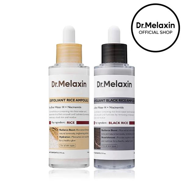 Glow Rice Ampoule Duo - Serums for Brightening, Exfoliating, and Moisturizing - Suitable for All Skin Types