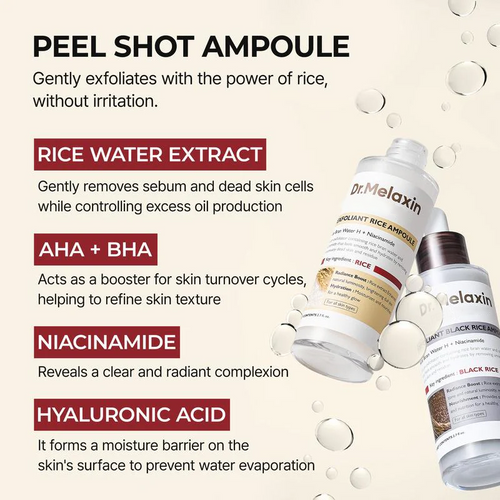 Glow Rice Ampoule Duo - Serums for Brightening, Exfoliating, and Moisturizing - Suitable for All Skin Types
