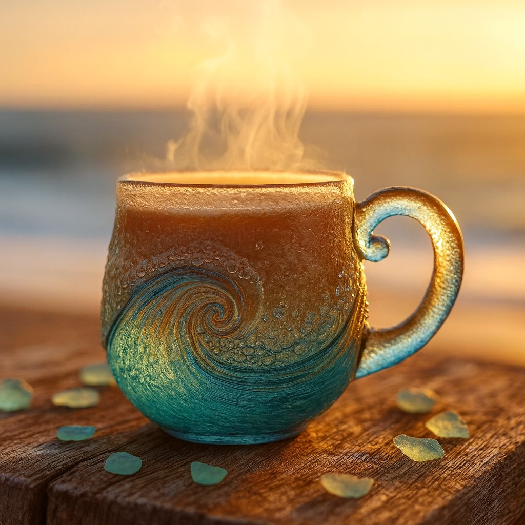🌊🍹Christmas Best Gifts🔥 Unique Handcrafted Sea Glass Ocean Wave Mug🎁Free Gifts
