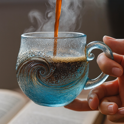 🌊🍹Christmas Best Gifts🔥 Unique Handcrafted Sea Glass Ocean Wave Mug🎁Free Gifts