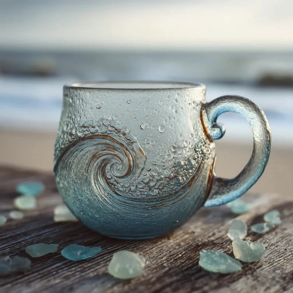 🌊🍹Christmas Best Gifts🔥 Unique Handcrafted Sea Glass Ocean Wave Mug🎁Free Gifts